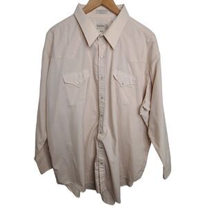 Sheplers‎ Shirt Men 20-35 Tall 4XL Tan Western Pearl Snap Cowboy Rodeo